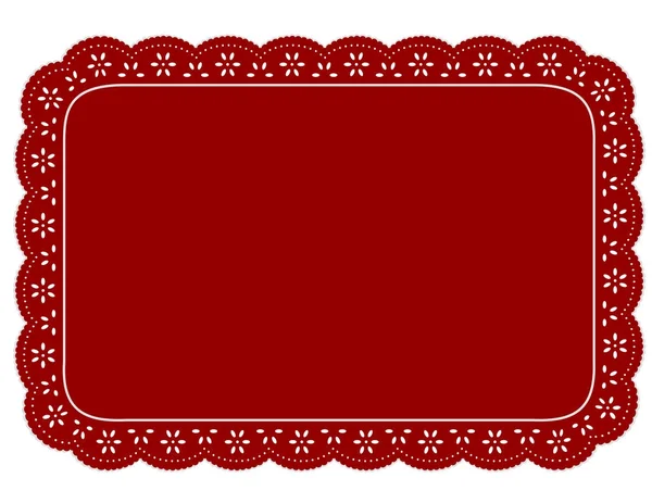 Placemat, rood oogje Lace borduurwerk — Stockvector