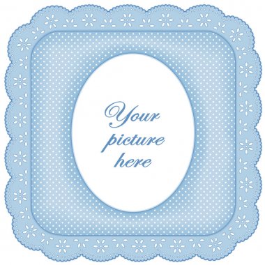Resim çerçevesi, Pastel mavi deliği dantel 