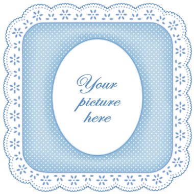 Çerçeve, beyaz deliği dantel Pastel mavi resim 