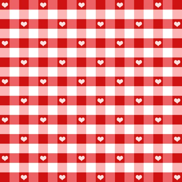 Bawełniany Materiał Kratkę Serca Wzór Miłości Valentine Red Eps Zawiera — Wektor stockowy