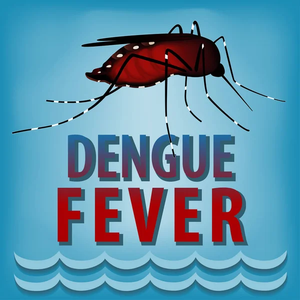 Fiebre Del Dengue Mosquitos Llenos Sangre Agua Estancada Fondo Azul — Vector de stock