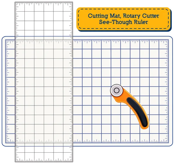 Cutting Mat Rotary Blade Cutter See Ruler Yourself Sewing Quilting — Stock Vector