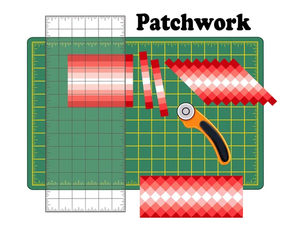 Patchwork Diy Władca Patchworku Quiltingu Obrotowe Ostrze Tnące Mata Cięcia — Wektor stockowy