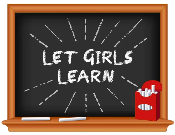 Que Aprendan Las Chicas Apoyar Escuela Alfabetización Las Oportunidades Educación — Vector de stock