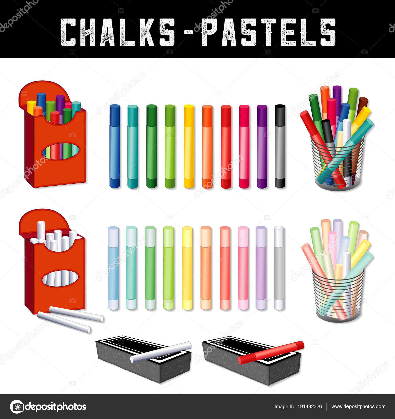 Chalks Pastel Crayons Art Supplies Twenty Rainbow Colors Box Desk