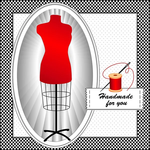 Ραπτική Mannequin Tailor Dress Form Model Oval Frame Needle Thread — Διανυσματικό Αρχείο