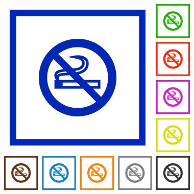 Sigara içmek yasak düz simgeler çerçeveli