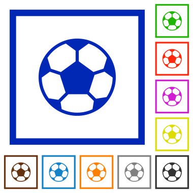 Futbol topu düz simgeler çerçeveli