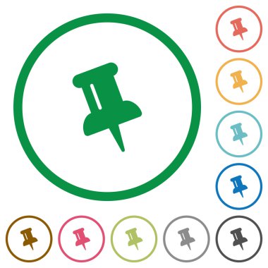 İğneye düz simgeler özetlenen