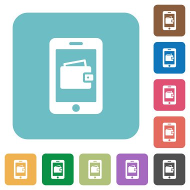 Düz mobil cüzdan simgeler