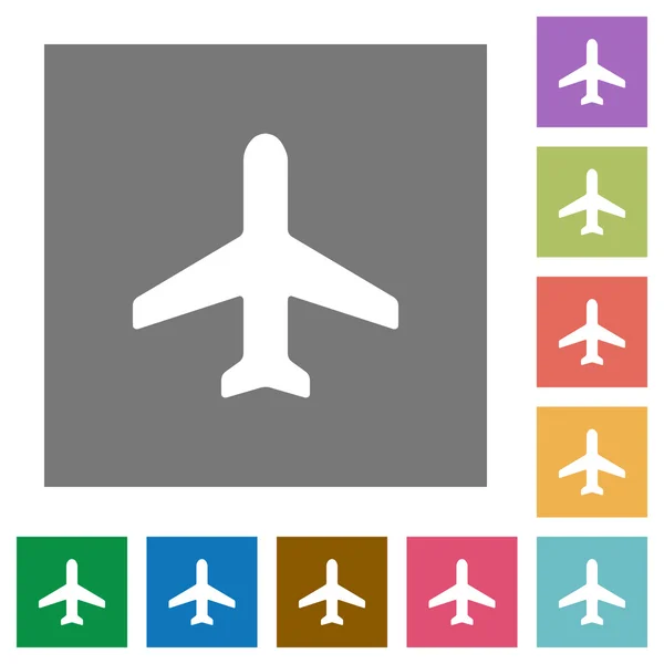 Letadlo náměstí ploché ikony — Stockový vektor