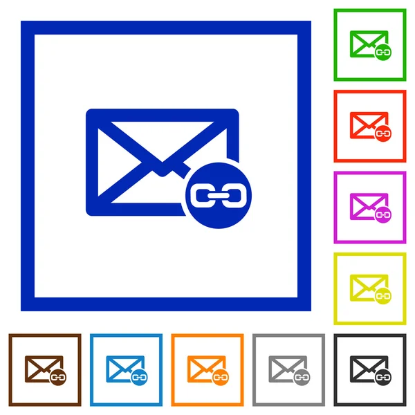 Anexo de correio ícones planos emoldurados — Vetor de Stock
