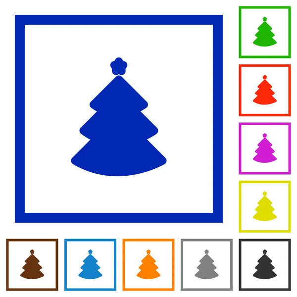 Christmas tree framed flat icons — Stock Vector