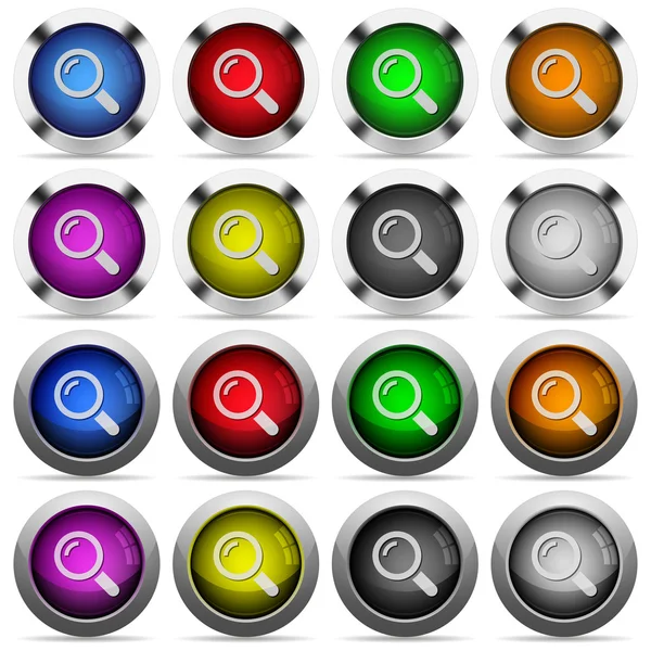 Magnifier glossy button set — Stock Vector
