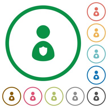 Güvenlik görevlisi düz simgeler özetlenen