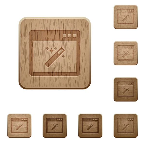 アプリケーション ウィザードの木製ボタン — ストックベクタ