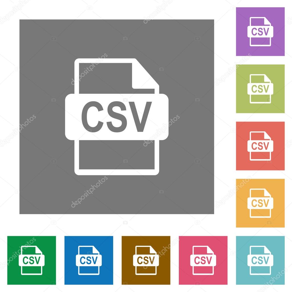 CSV file format square flat icons