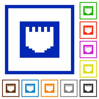 Ethernet konektörü düz simgeler çerçeveli