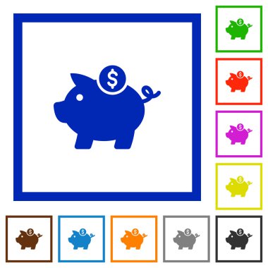 Doları kumbara düz simgeler çerçeveli