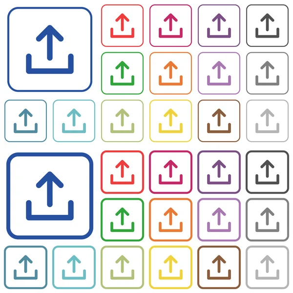 Farbig umrissene flache Symbole hochladen — Stockvektor