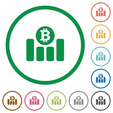 Bitcoin grafik düz simgeler özetlenen