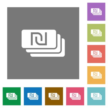 İsrail Yeni Şekeli banknotlar düz simgeler kare