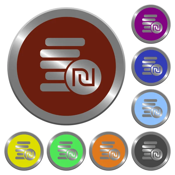 Kleur Nieuwe Shekel munten knoppen — Stockvector
