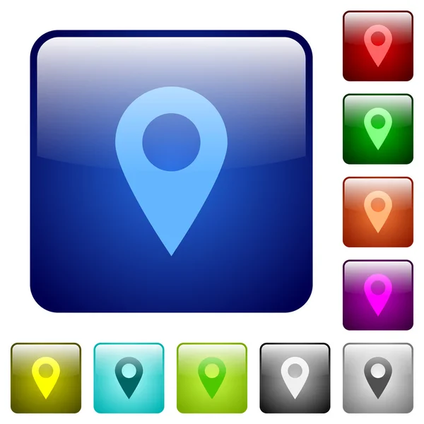 Color ubicación pin botones cuadrados — Archivo Imágenes Vectoriales