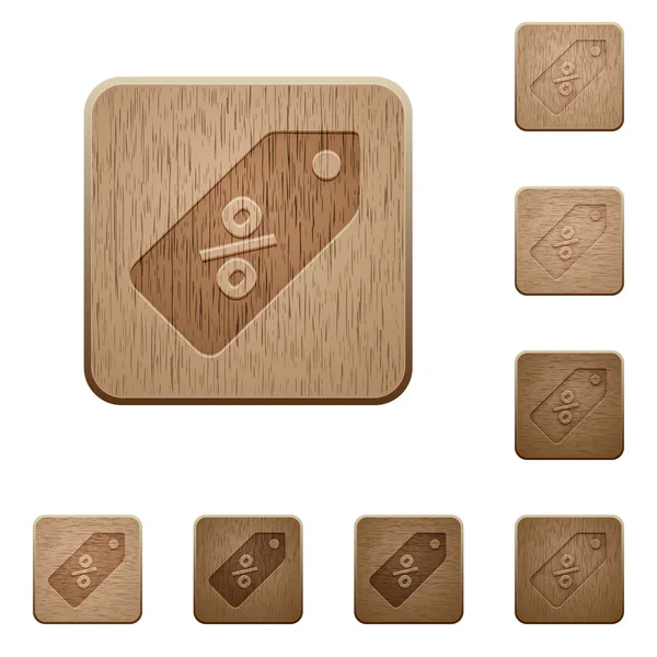 Prix discount étiquette boutons en bois — Image vectorielle