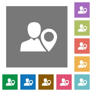 Kullanıcı konumu kare düz simgeler