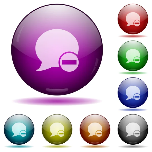 Eliminar blog comentario glass sphere buttons — Vector de stock