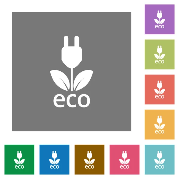 Eco energy quadratische flache Symbole — Stockvektor