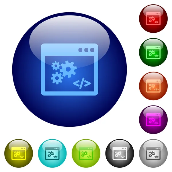 Kleur Application programming interface glas knoppen — Stockvector