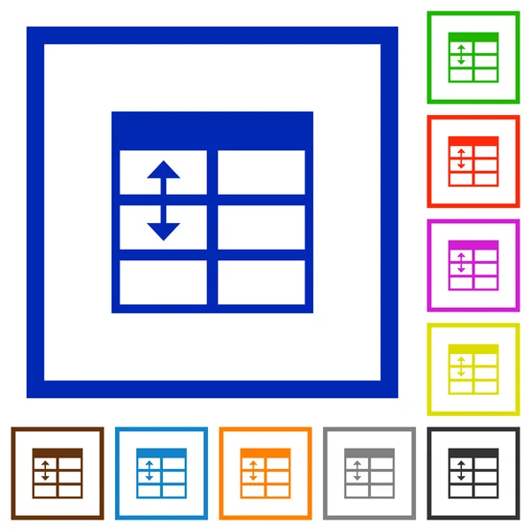 Tabellenkalkulation Tabelle Zeilenhöhe anpassen gerahmte flache Symbole — Stockvektor