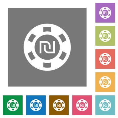 Yeni şekel casino çip kare düz simgeler