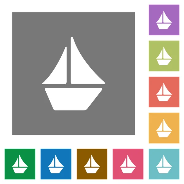 Sailboat square flat icons — Stock Vector