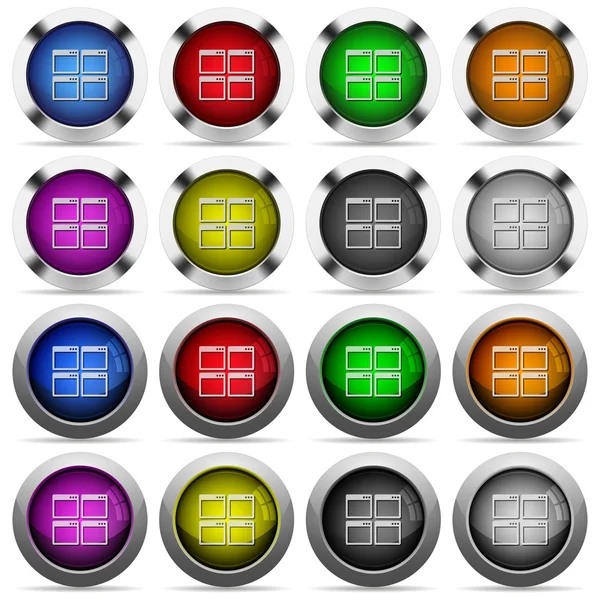 Mosaico ventana vista modo brillante conjunto de botones — Vector de stock