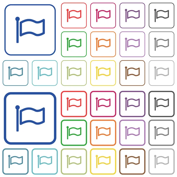 Colore della bandiera delineato icone piatte — Vettoriale Stock