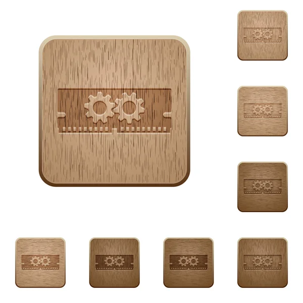 Optimización de memoria botones de madera — Vector de stock