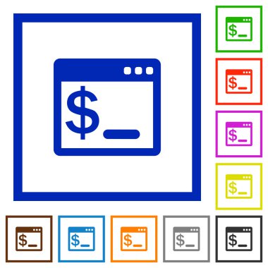 İşletim sistemi komutu terminal düz simgeler çerçeveler
