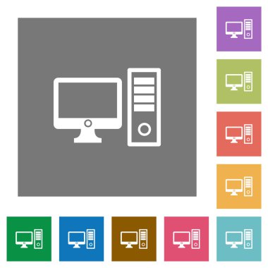 Masaüstü bilgisayar kare düz simgeler