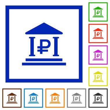 Rublesi banka düz çerçeveli simgeler