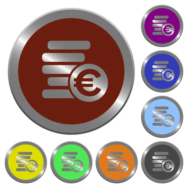 Euro monedas botones de color — Vector de stock