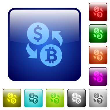 Doları Bitcoin Satım renkli kare düğmeler