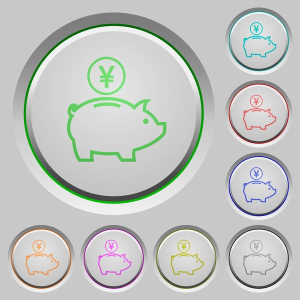 Piggy banco de ienes botões de pressão —  Vetores de Stock