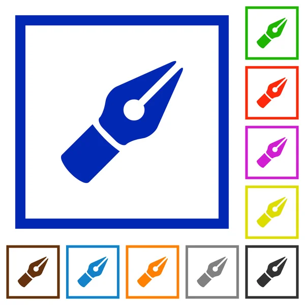 Vector caneta plana ícones emoldurados —  Vetores de Stock