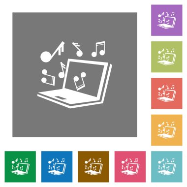 Laptop müzik kare düz simgeler