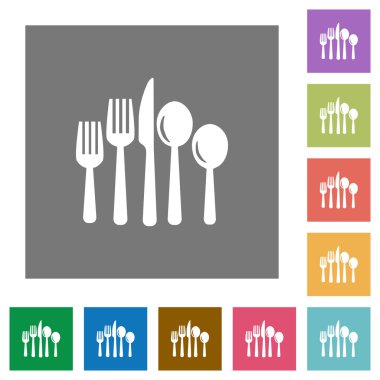 Çatal bıçak takımı kare düz simgeler
