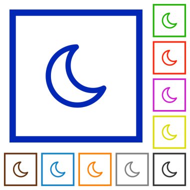Şekli düz çerçeveli simgeler moon