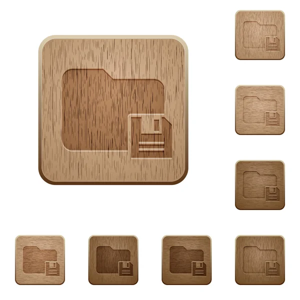 Сохранить папку деревянные кнопки — стоковый вектор